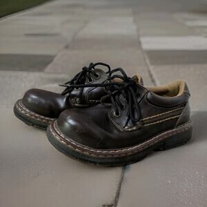 SmartFit Boys Size 2 Brown Casual Shoes Oxford Work Boot Style Lace Up Y2K